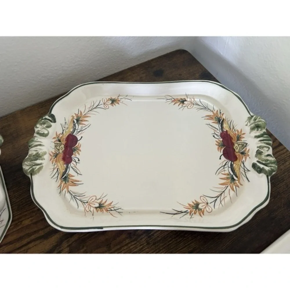 RARE 4-PC Royal Sealy Plum Harvest Soup Tureen Matching Platter Lid & Ladle 60's